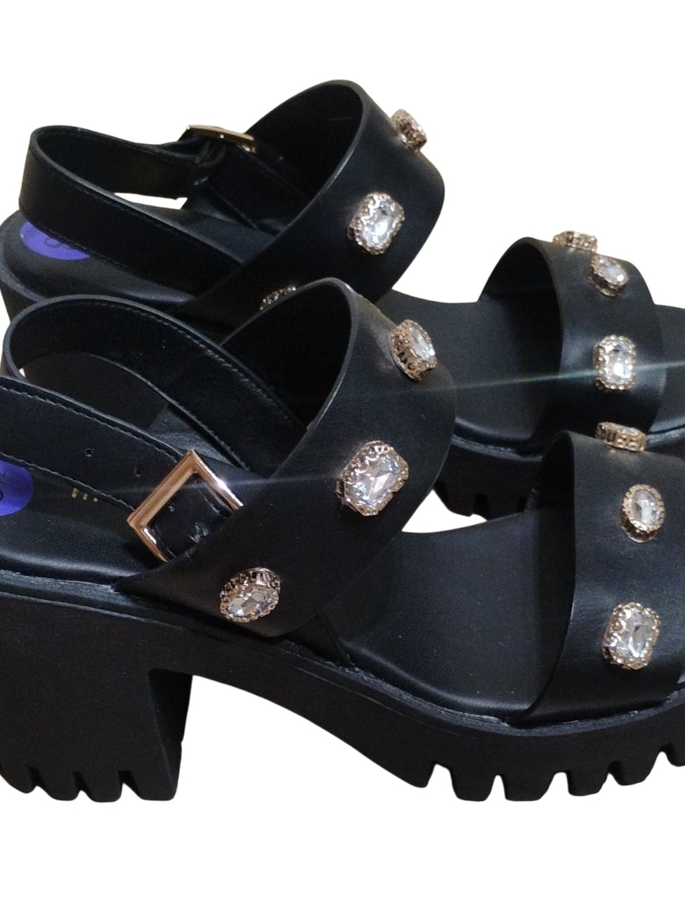 Madden Girl Black Jeweled Platform Sandals - Women 8.5